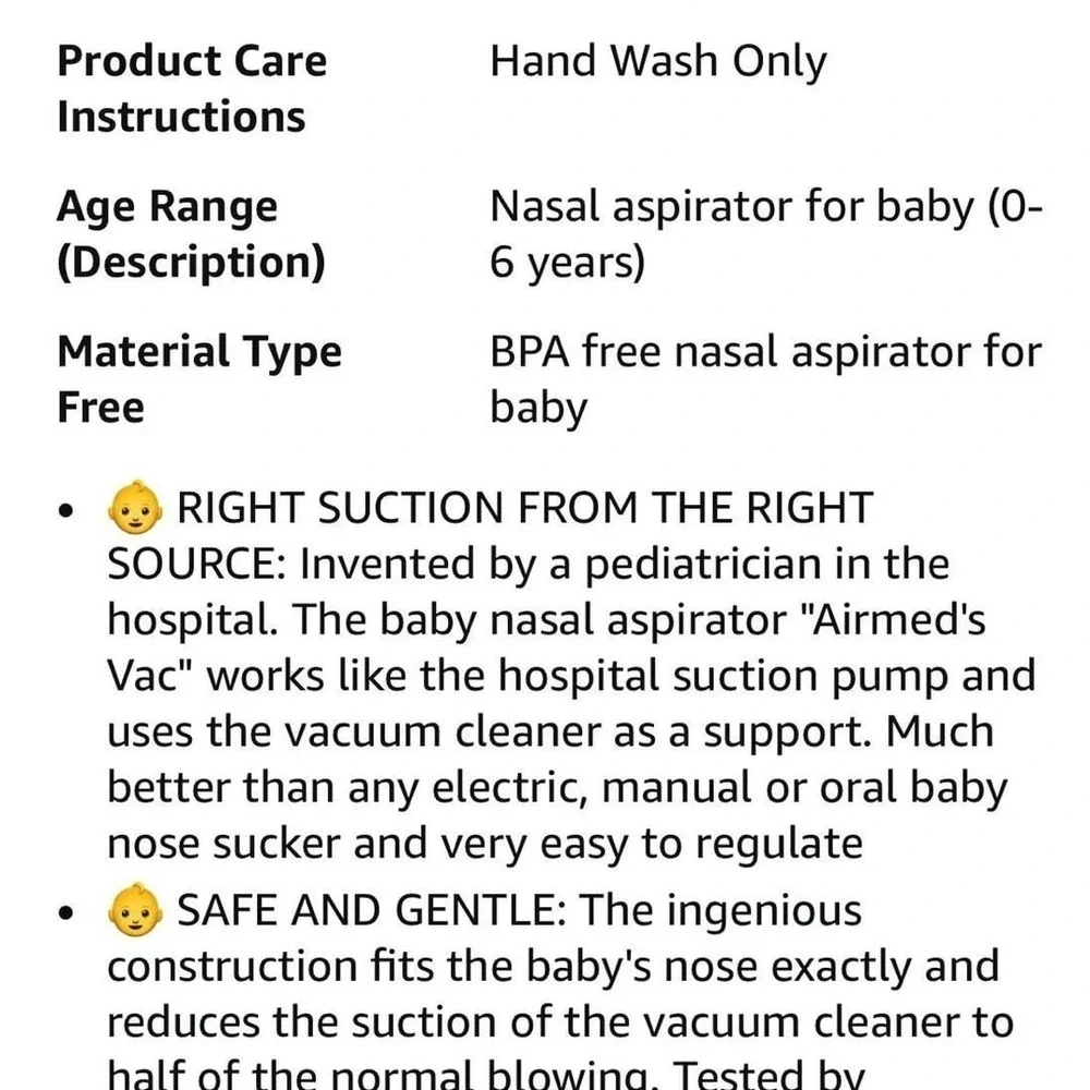 Airmed's Vac Nasal Aspirator Baby OS Clear New Clinically Tested BPA Free